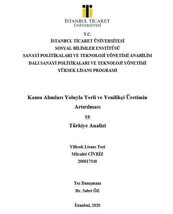 Kamu Alımları Yoluyla Yerli ve Yenilikçi Üretimin Artırılması ve Türkiye Analizi